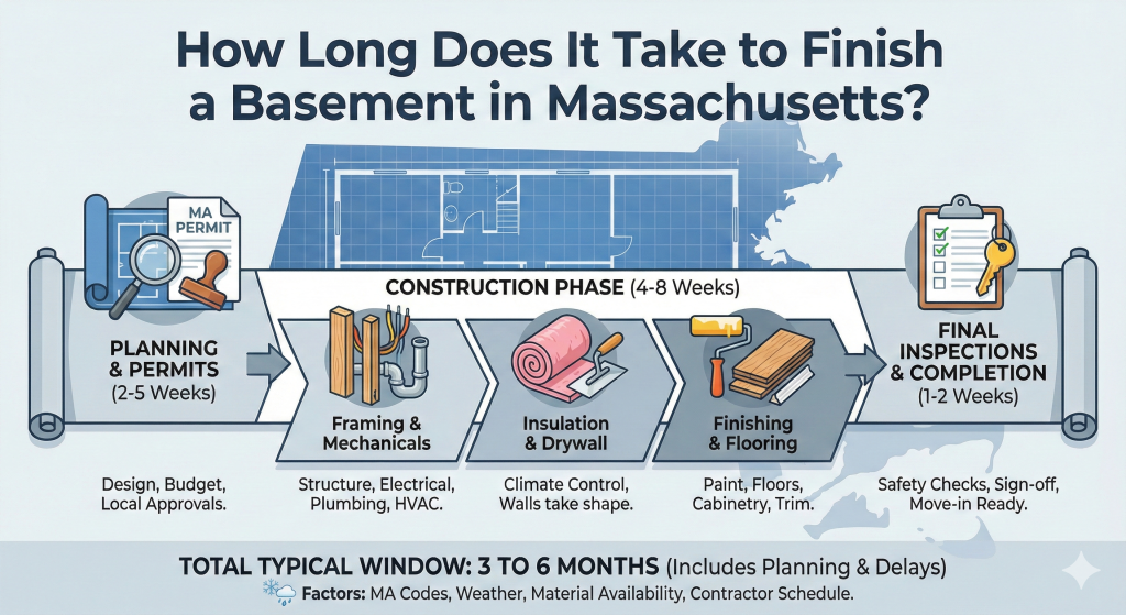 How Long to Finish a Basement in MA - RR Improvement Inc.
